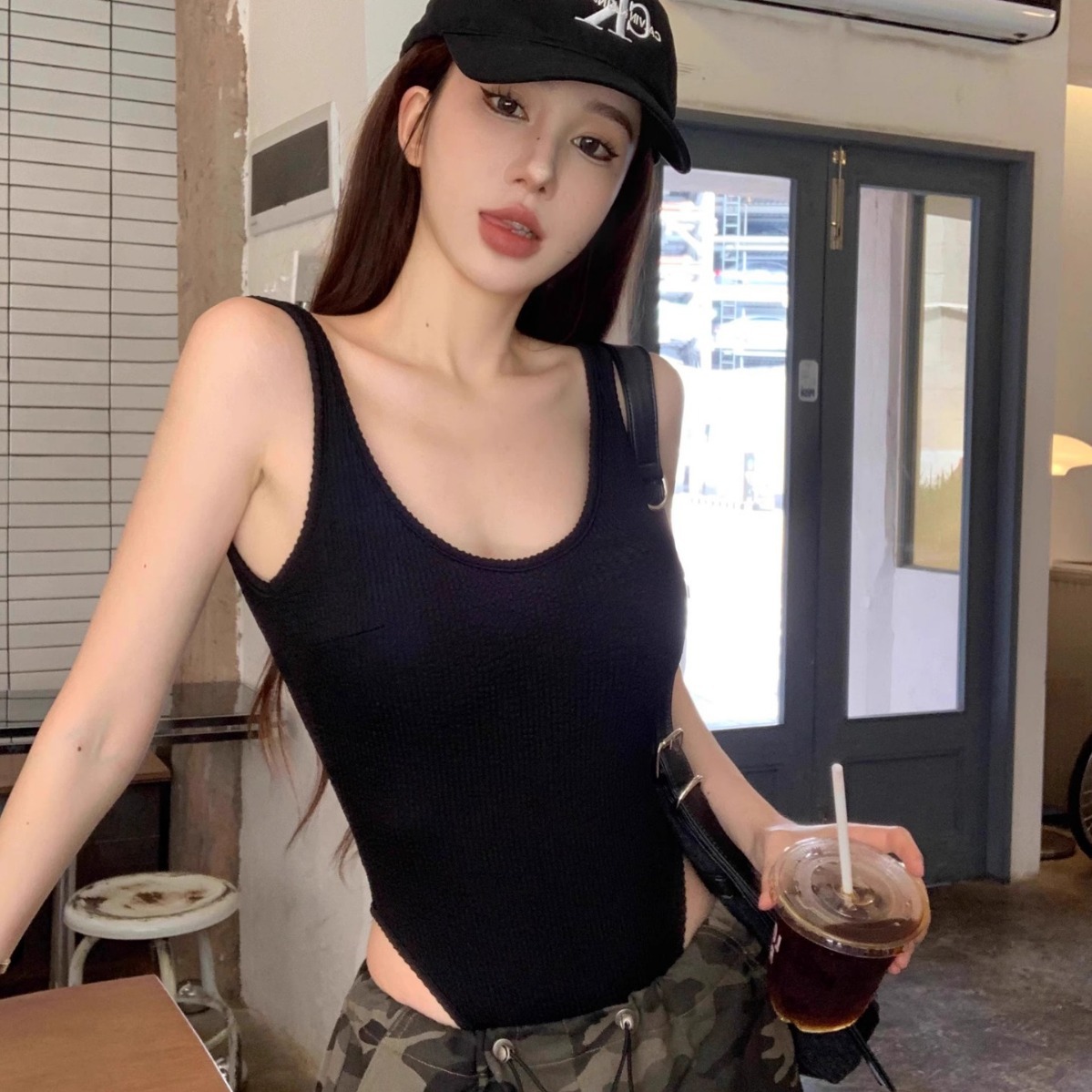 Black Strappy Bodysuit Sexy Ba - огляд і ціна Suspender Tank Top
