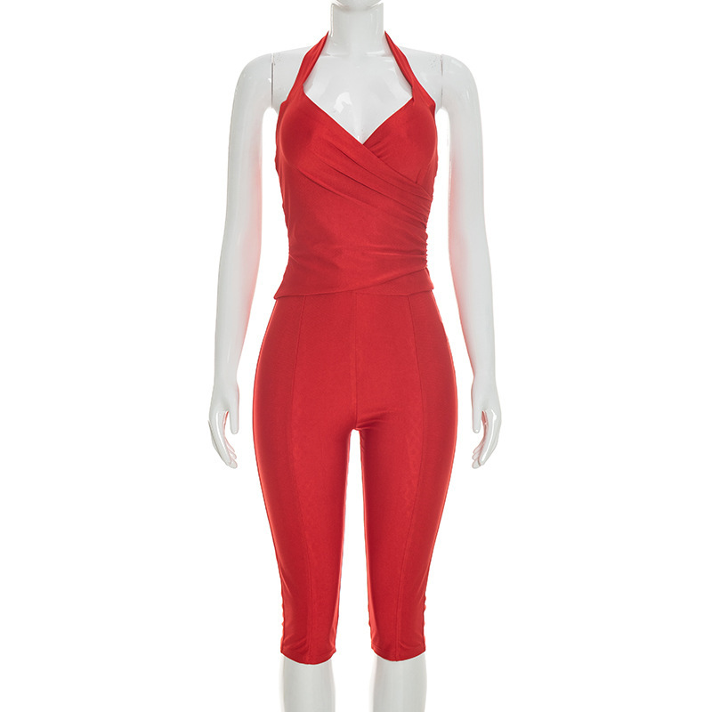 Slim 2 Piece Set Women Solid W - огляд і ціна Suspender Tank Top