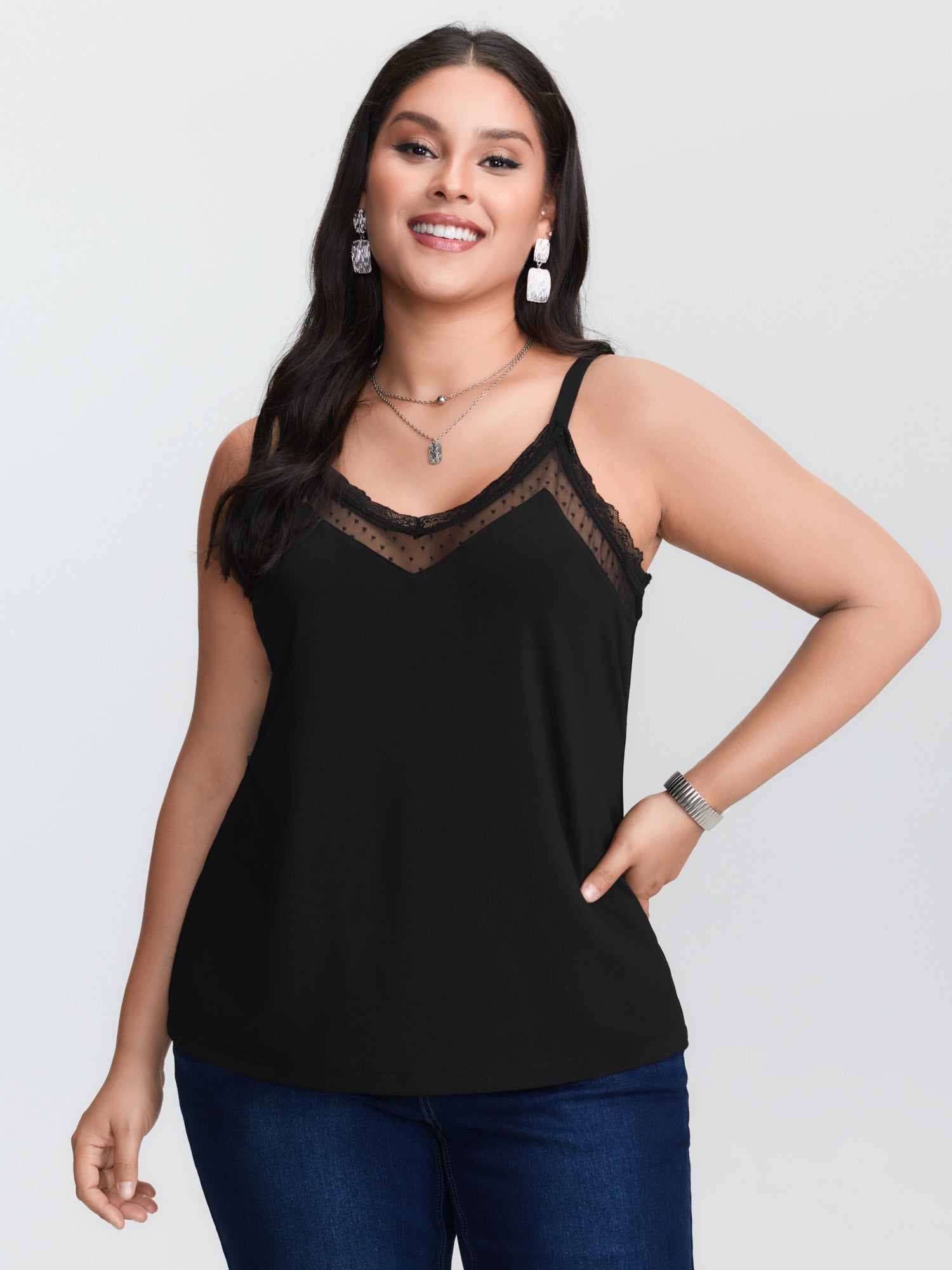 Plus‑size Black Knitted Camiso - огляд і ціна Suspender Tank Top